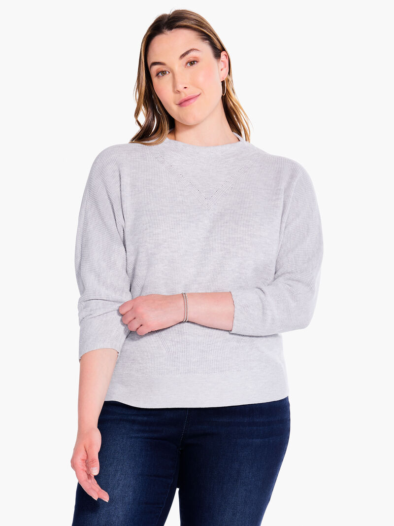 Woman Wears Shaker Knit Mock Sweater image number 0