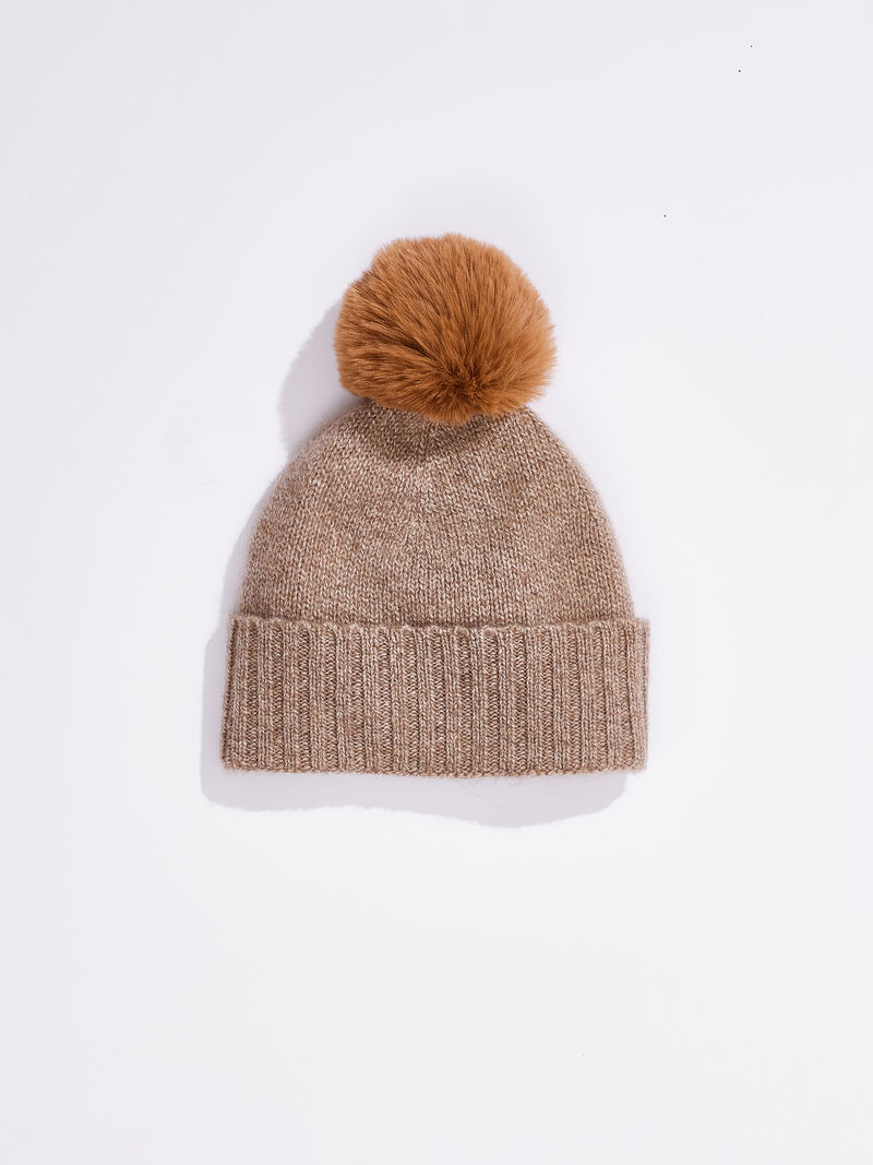 Hat Attack - Cashmere Hat With Faux Fur Pom