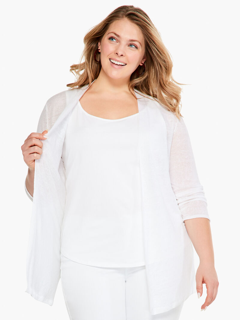 Woman Wears Lightweight Long Back of the Chair Cardigan image number 0