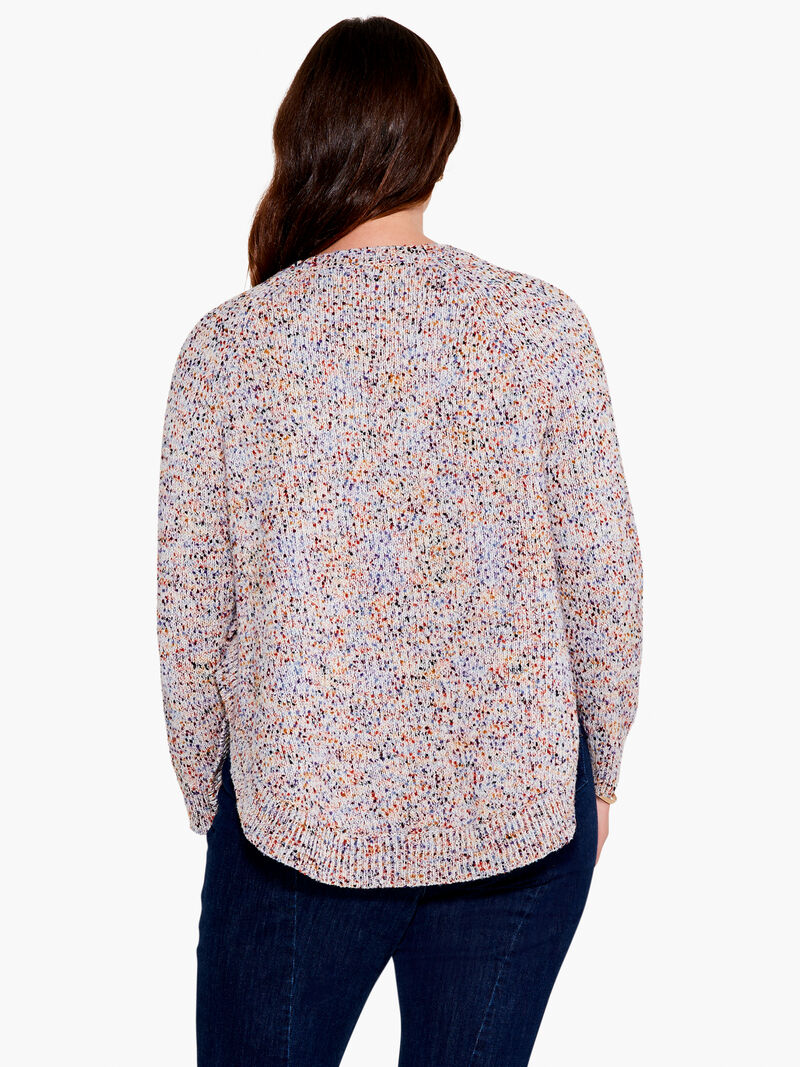 Woman Wears Speckled Sunrise Sweater image number 2
