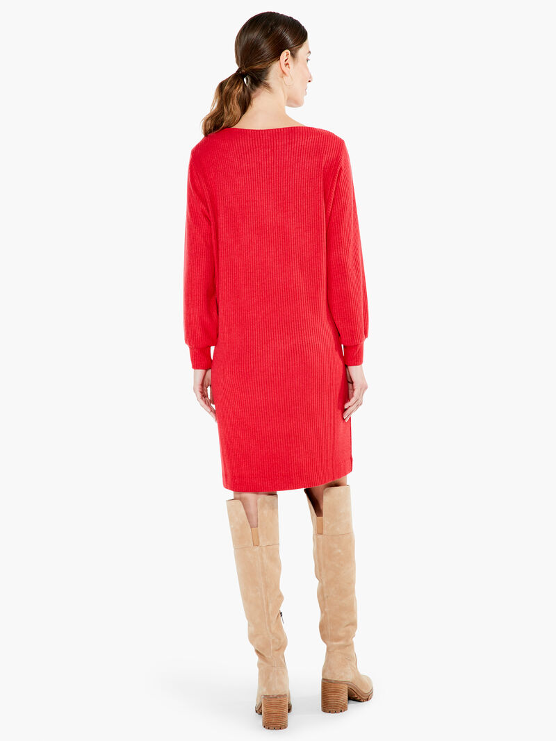 Woman Wears Cozy Rib Dress image number 2
