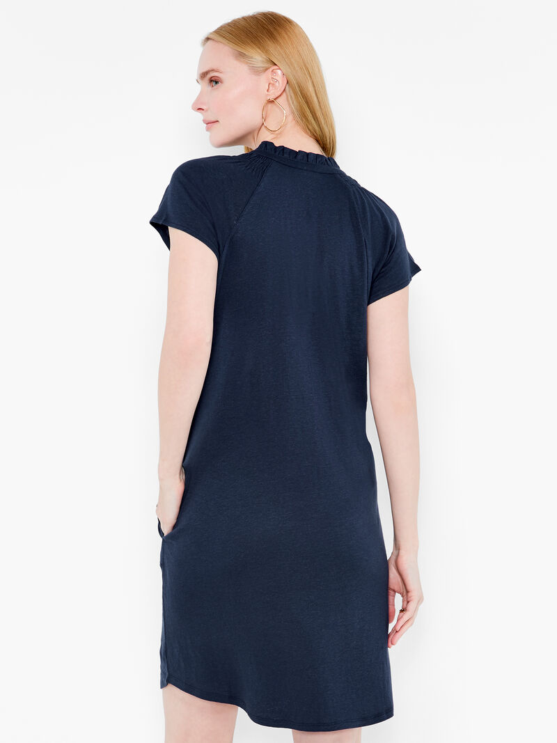 Woman Wears NZT Short Sleeve Ruffle V Dress image number 2