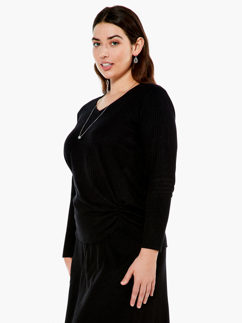 Woman Wears Cozy Rib Twist Top image number 1