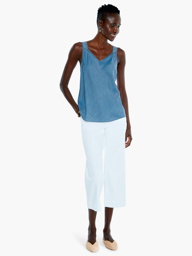 Woman Wears Denim Fringe Cami image number 3
