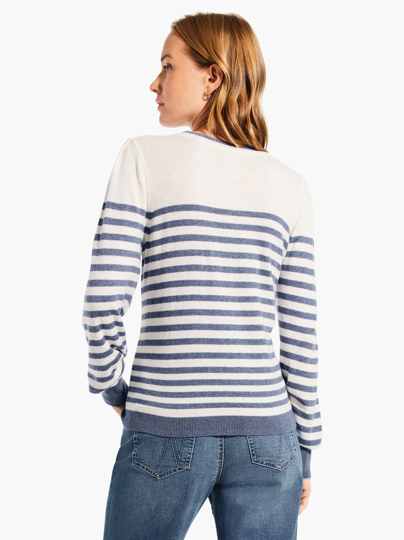 Woman Wears Striped Femme Sleeve Sweater image number 2