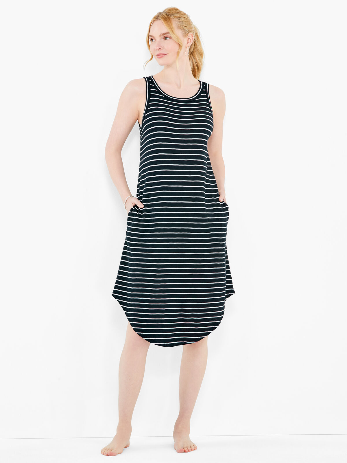NZT Striped Boat Neck Tank Dress