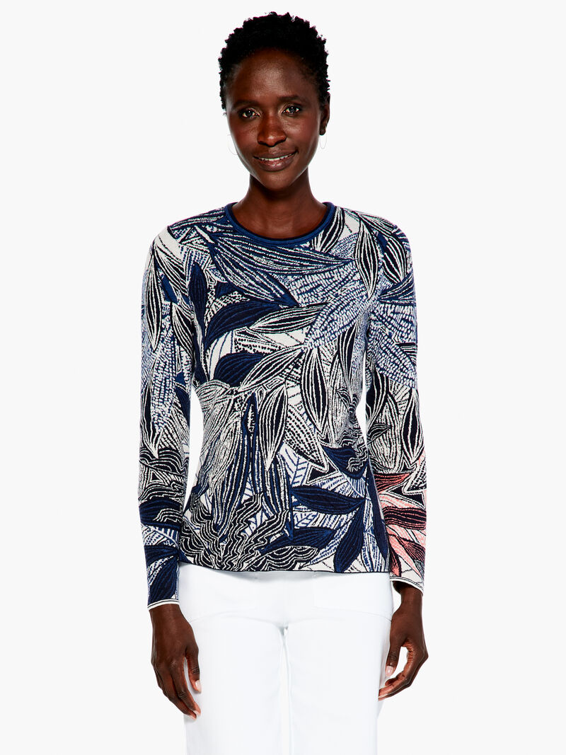 Woman Wears Layered Leaves Sweater image number 0