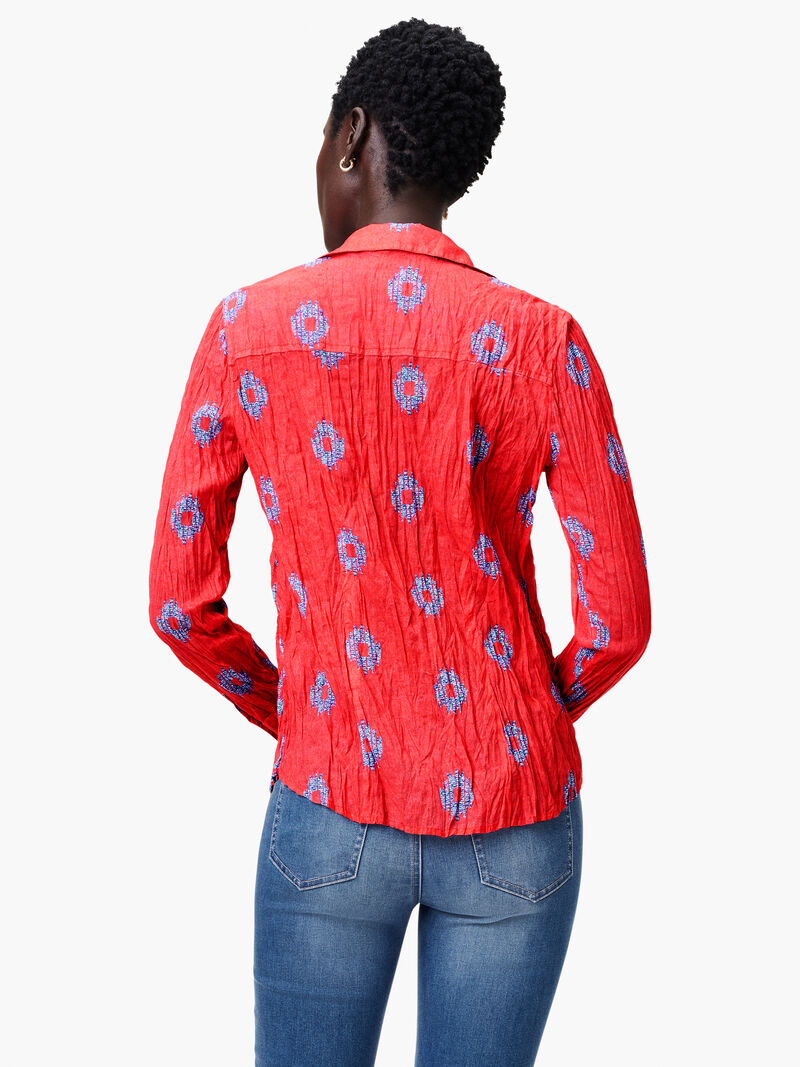 Woman Wears Medallion Crinkle Shirt image number 3