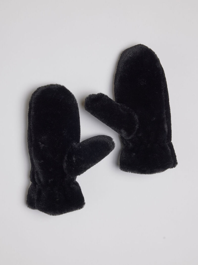 Woman Wears Hat Attack - Faux Fur Mittens image number 0