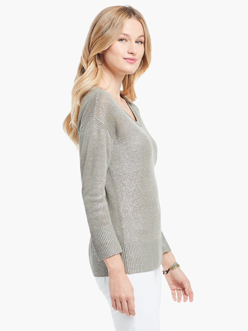 Woman Wears Subtle Shine Sweater image number 1