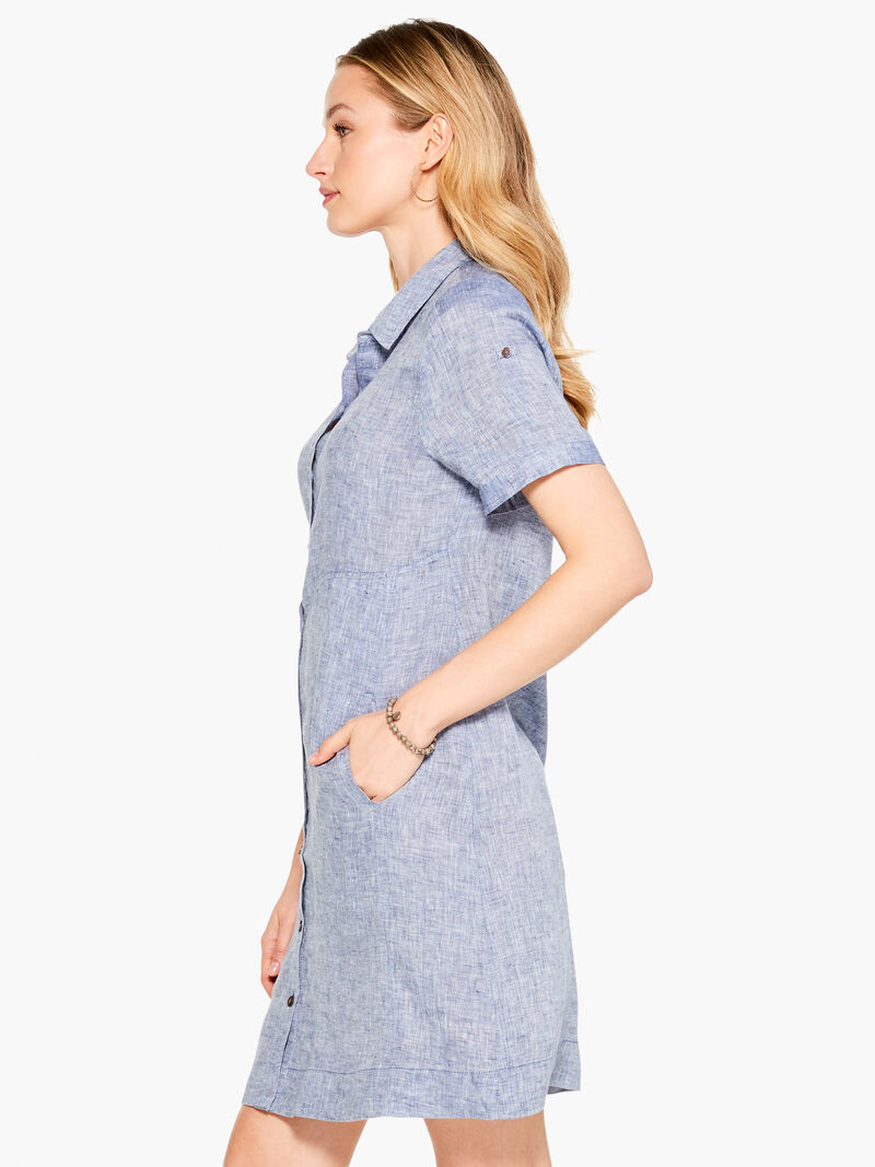 Woman Wears Drifty Linen Shirt Dress image number 2