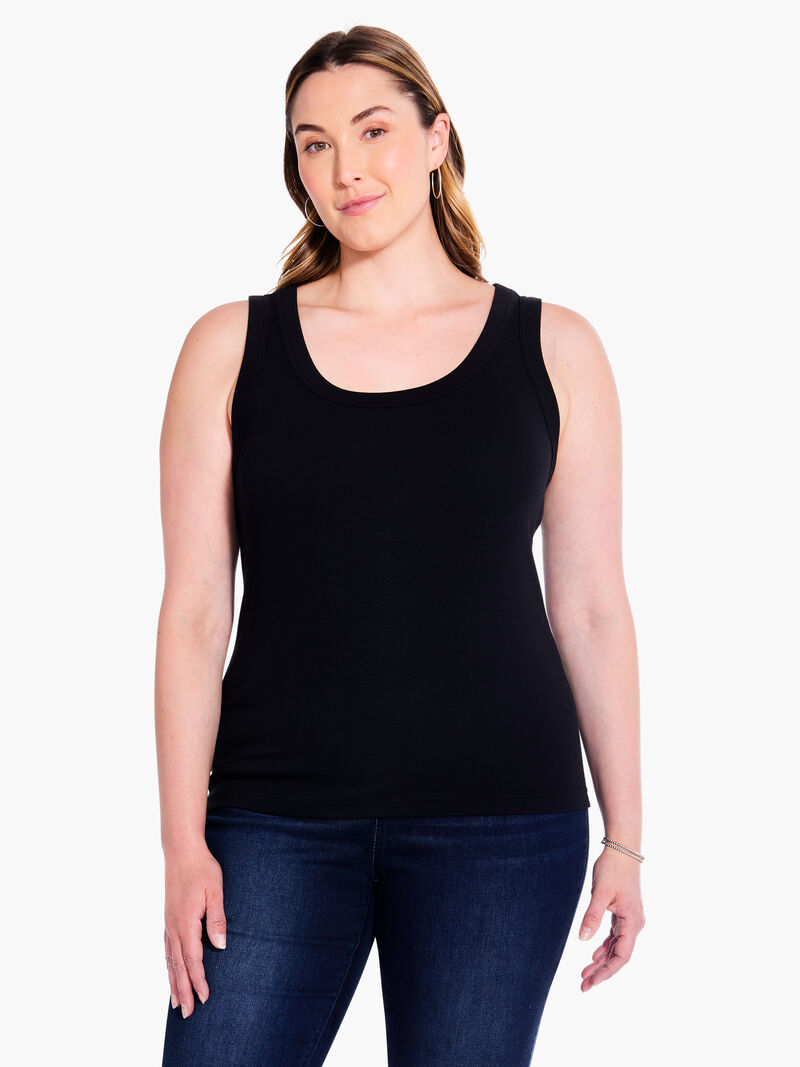 Woman Wears Perfect Knit Rib Scoop Tank image number 0