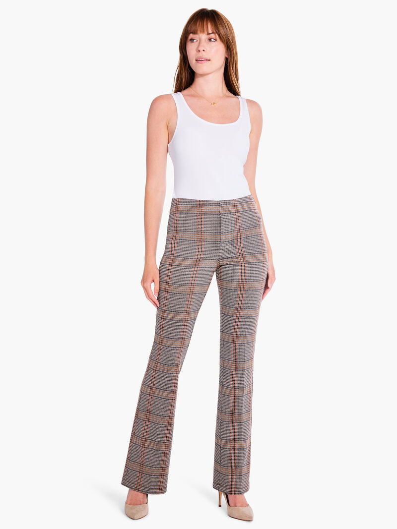 Woman Wears 31" Sketched Plaid Bootcut Knit Pant image number 5
