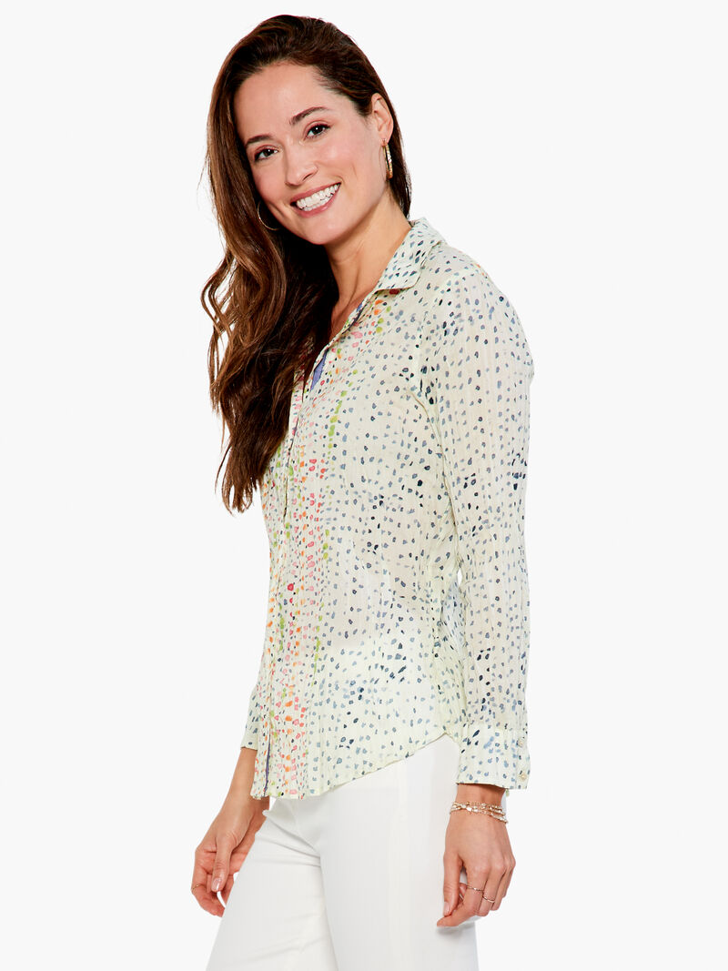 Woman Wears Dotty Crinkle Top image number 1