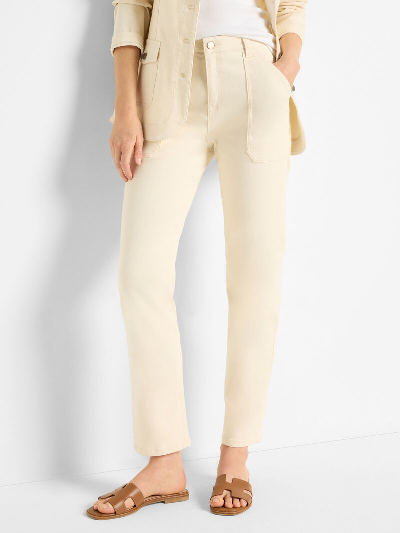 Woman Wears 28" Maker Relaxed Straight Jeans image number 1