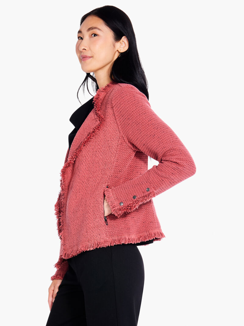 Woman Wears Fringe Mix Knit Jacket image number 1