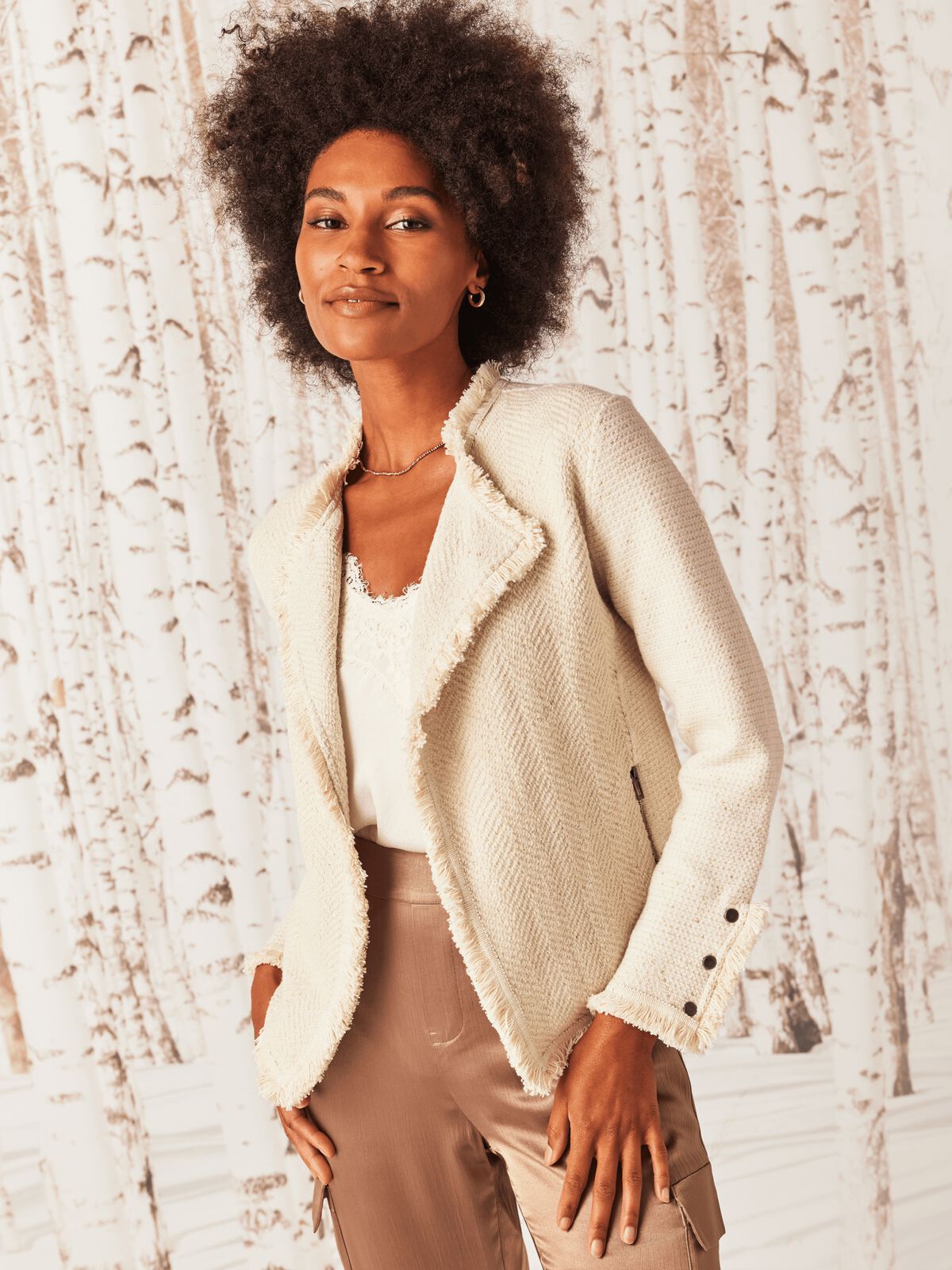 Fringe Mix Knit Jacket