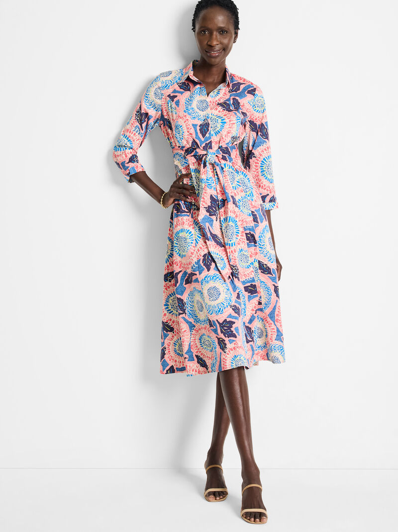 Woman Wears Scribble Blooms Shirt Dress image number 0