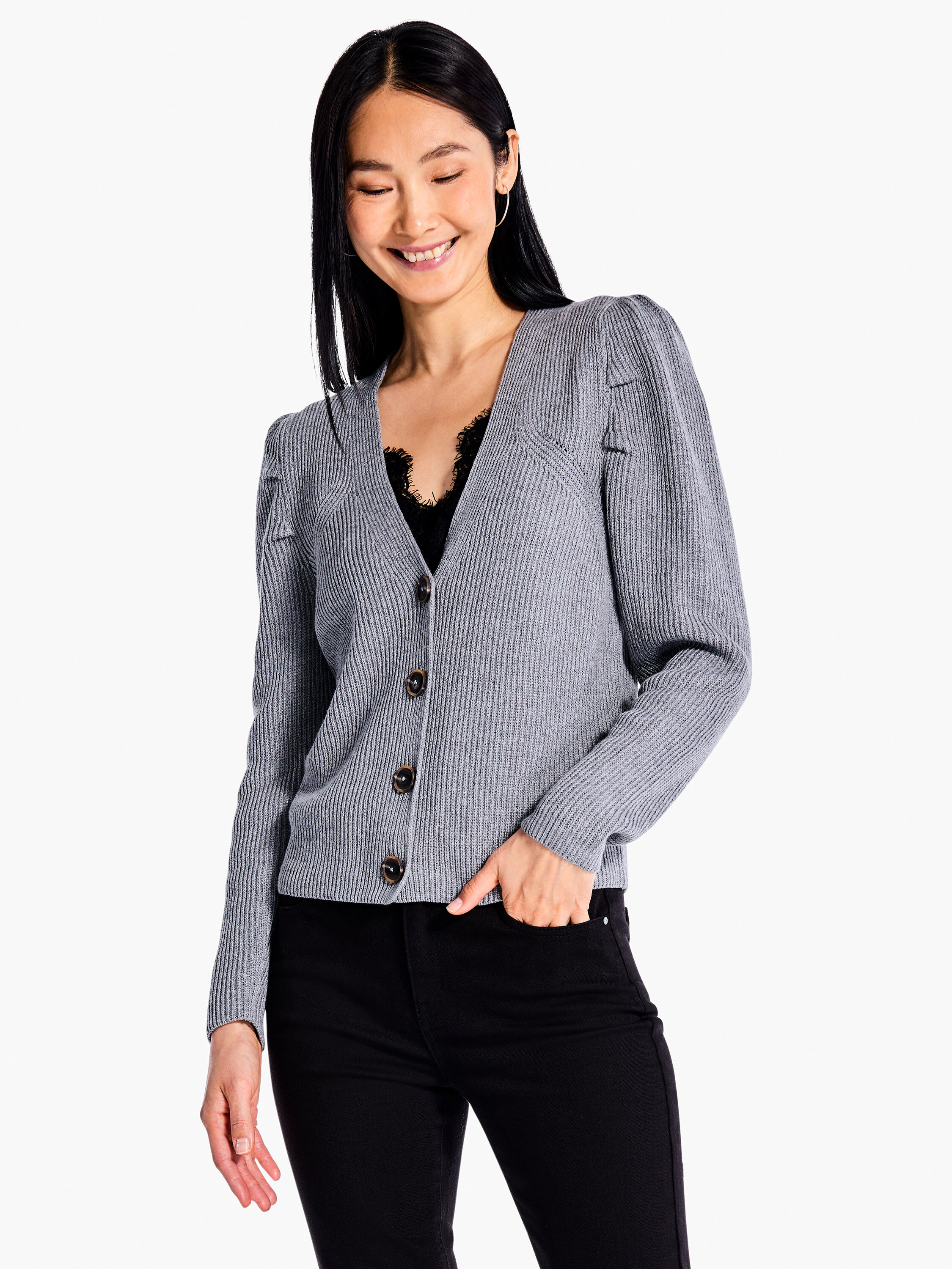Shaker knit cardigan sweater discount