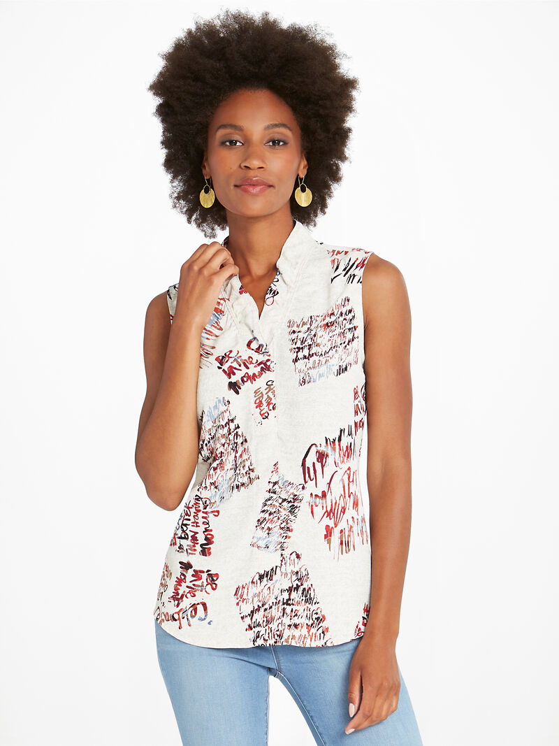 Woman Wears Scattered Letters Tank image number 0