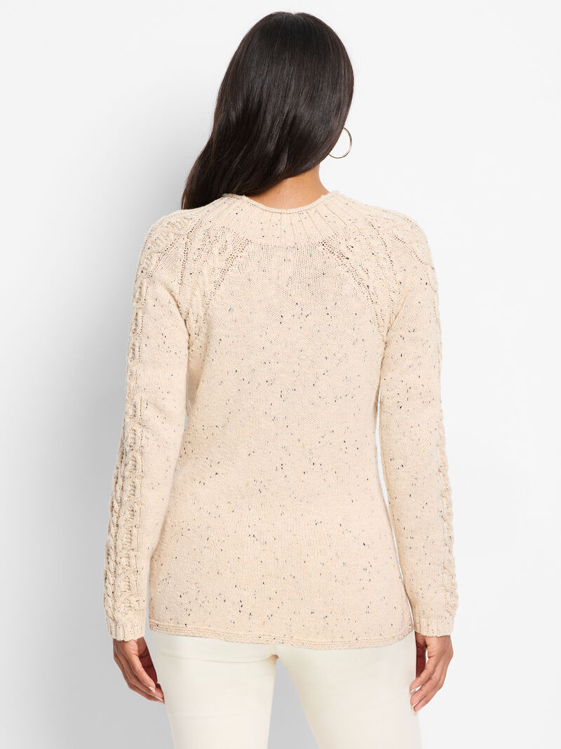 Woman Wears Femme Cable Sweater image number 3