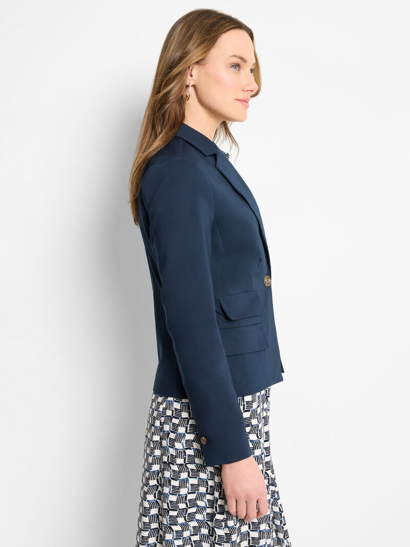 Woman Wears Seasonless Cotton Double Pocket Blazer image number 2