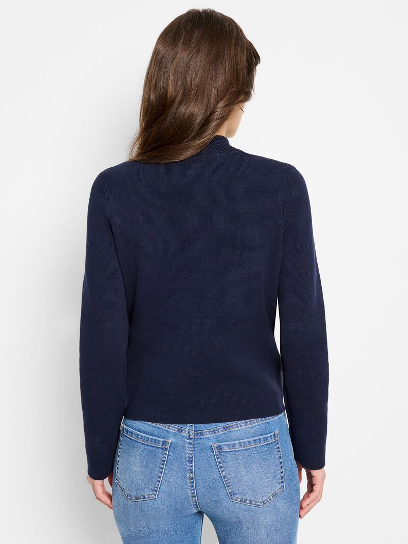 Woman Wears Knit Bomber Jacket image number 3