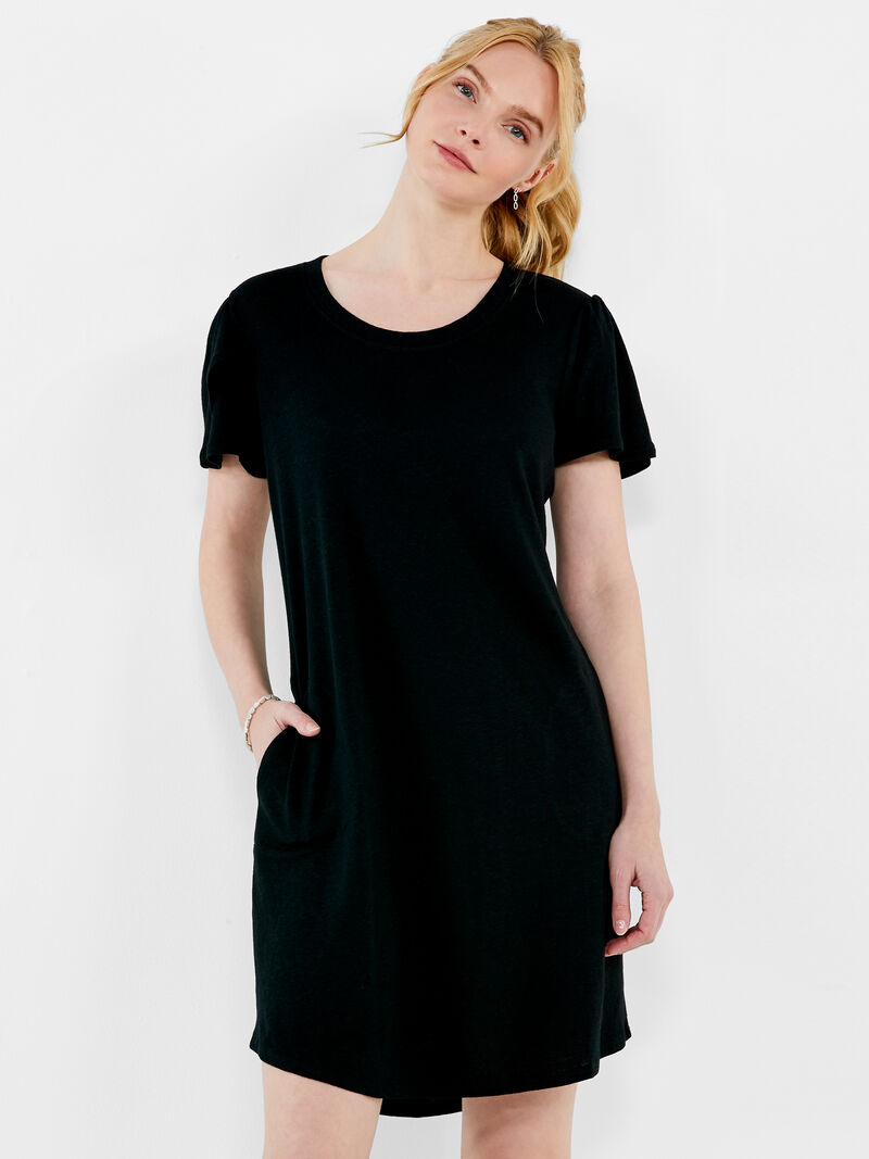 Woman Wears NZT Flutter Sleeve Scoop Neck Dress image number 0