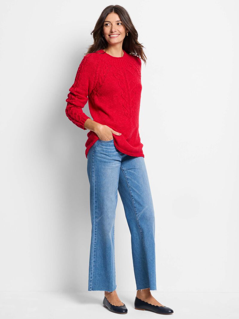 Woman Wears Femme Cable Sweater image number 1