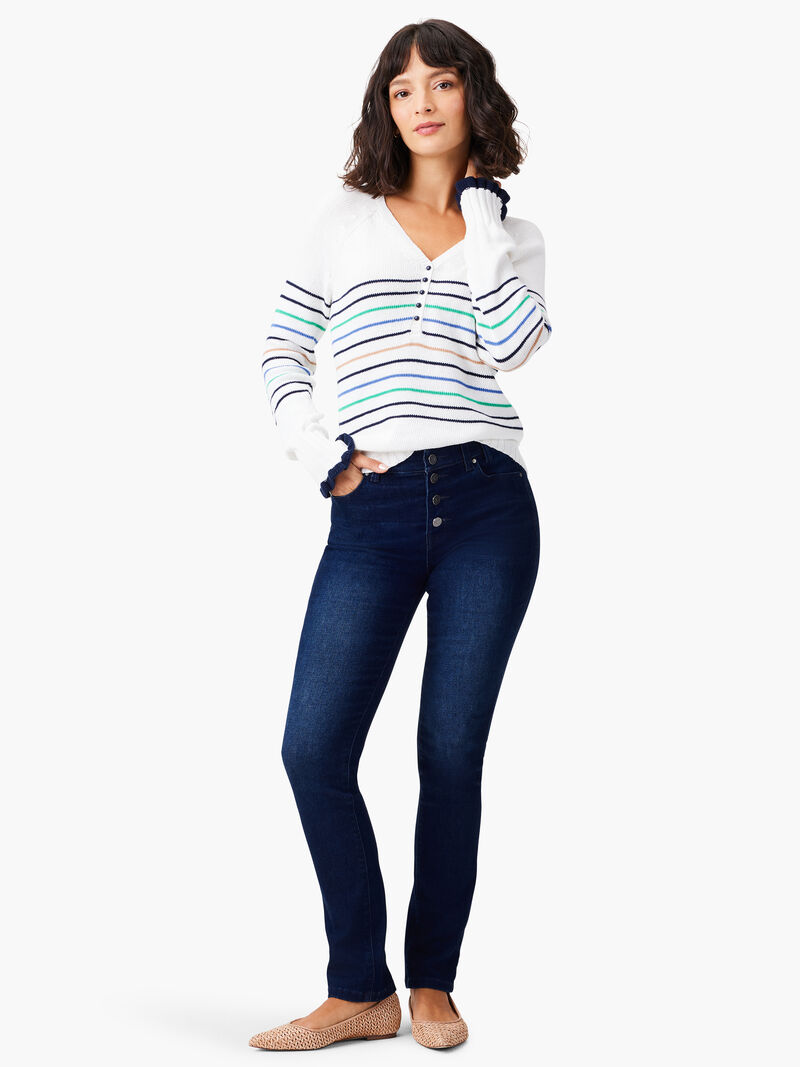 Woman Wears Maritime Stripe Sweater image number 4