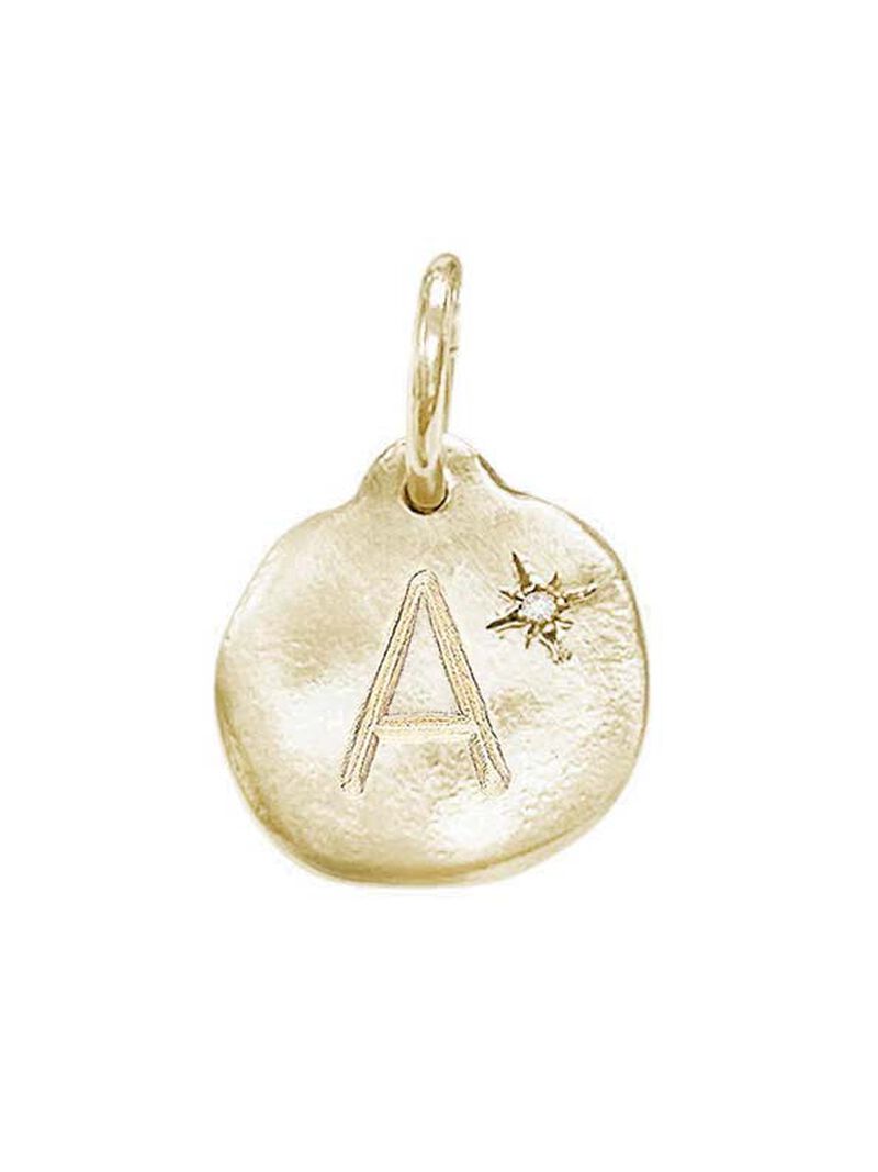 Woman Wears La-Soula Diamond Letter Gold Pendant image number 0