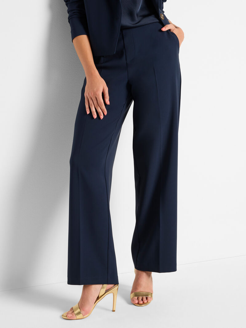 Woman Wears 31" Stretch Knit Suiting Lenox Wide-Leg Pant image number 1