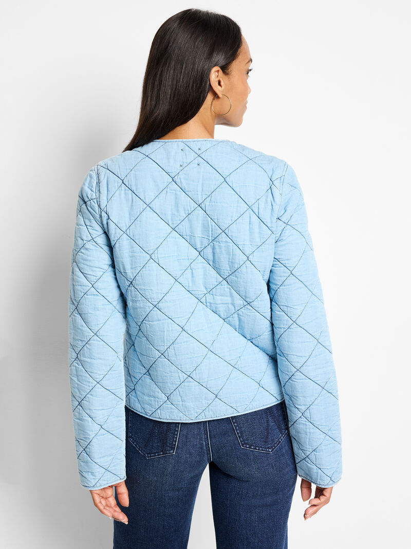 Woman Wears Quilted Denim Jacket image number 3