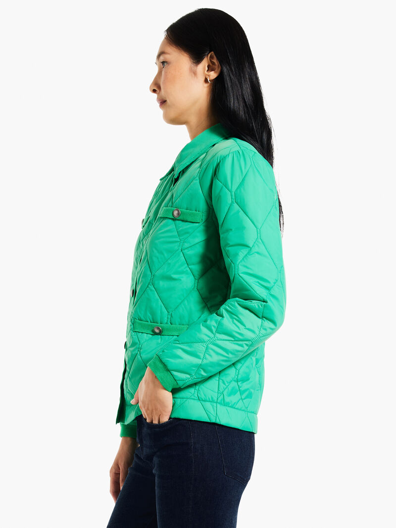 Woman Wears Knit Trim Puffer Jacket image number 1