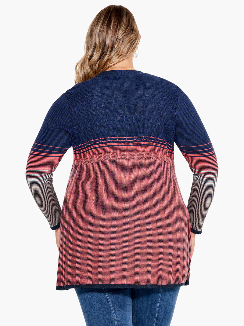 Woman Wears Ombre Twirl Cardigan image number 3