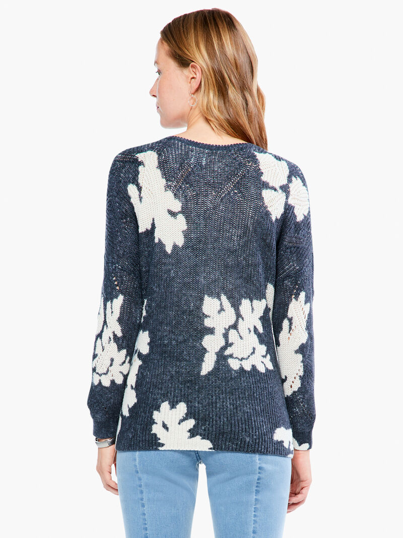 Woman Wears Scattered Florals Sweater image number 2