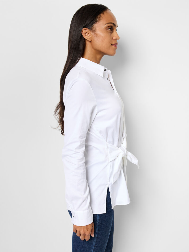 Woman Wears Side Tie Shirt image number 3