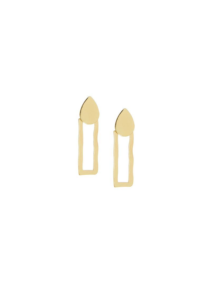 Woman Wears MARLYN SCHIFF RECTANGLE DROP POST EARRINGS image number 0