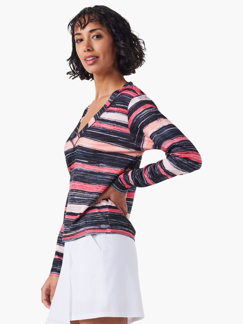 Woman Wears Painted Stripe Flow Fit Top image number 2
