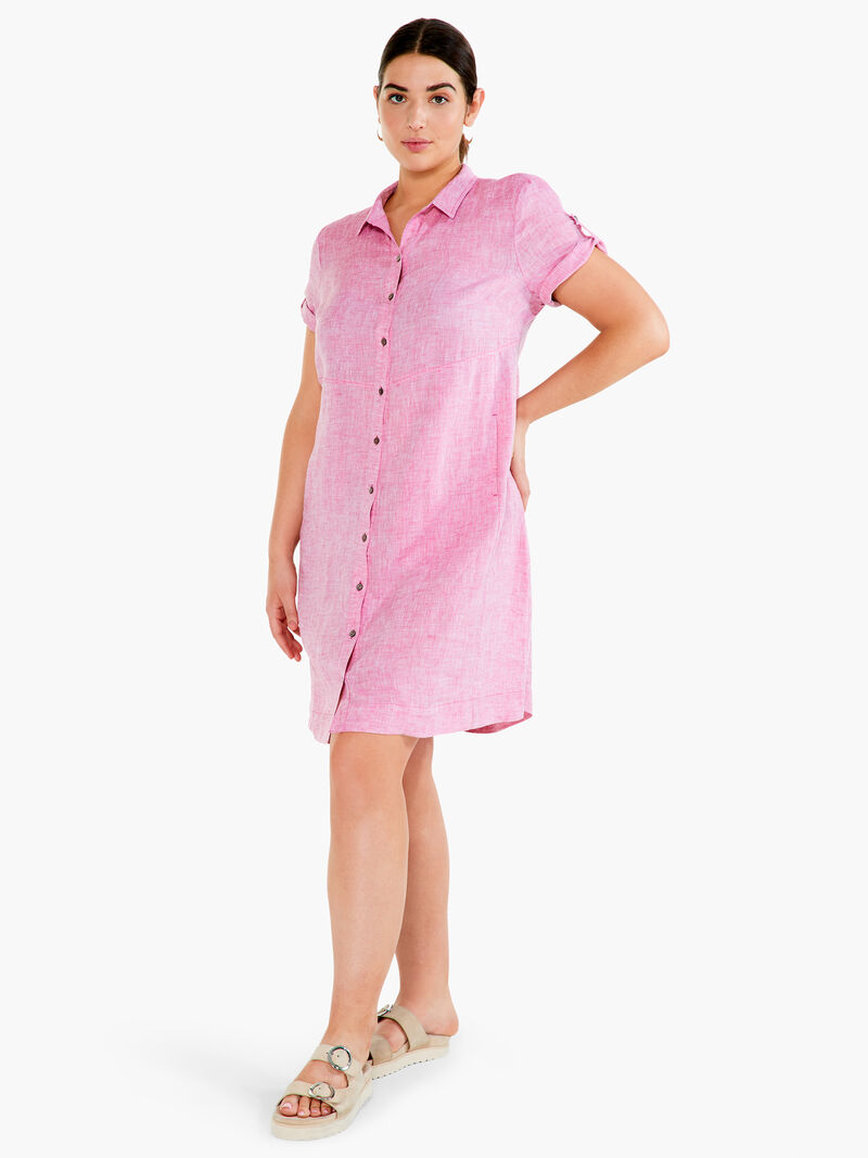Woman Wears Drifty Linen Shirt Dress image number 0