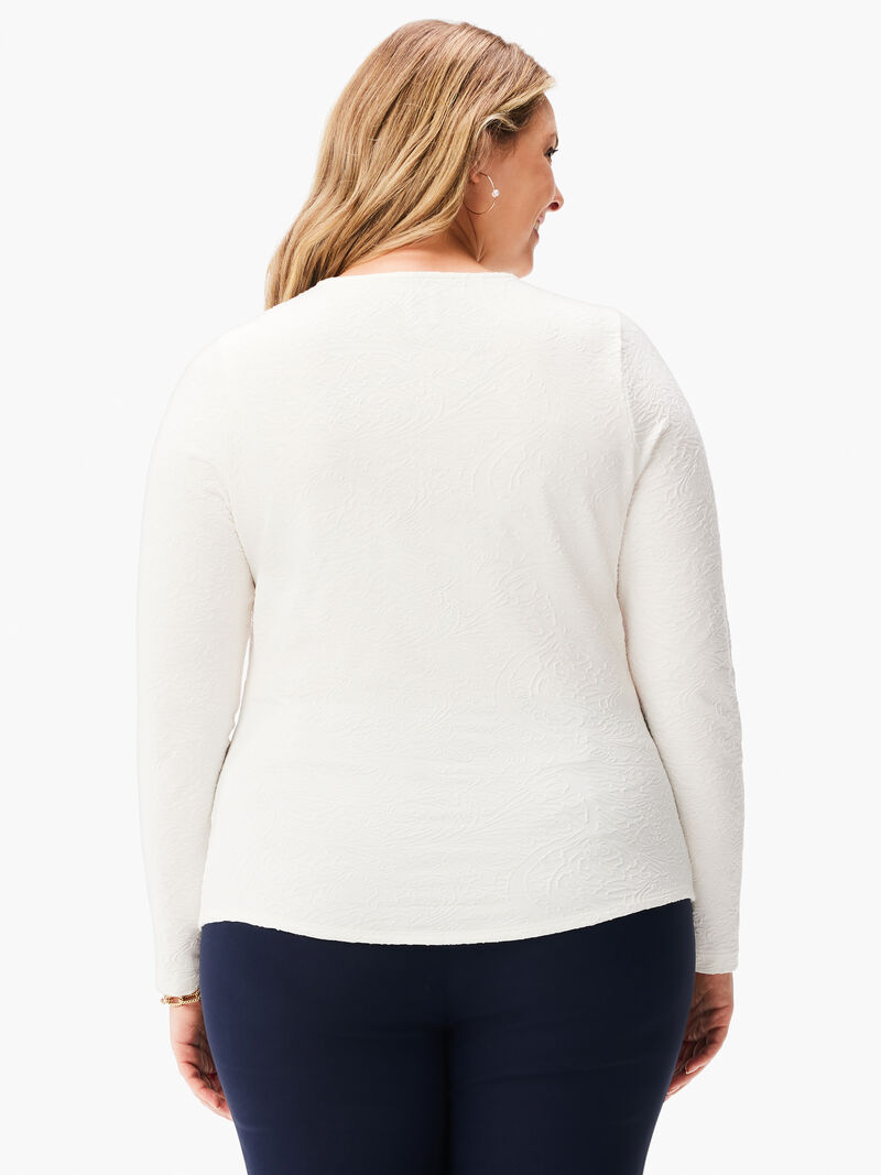 Woman Wears Twist Front Lace Knit Top image number 2