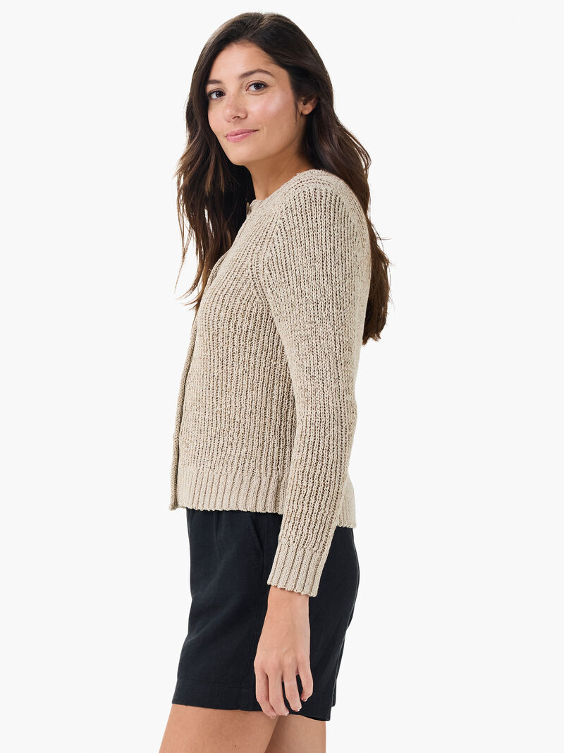 Woman Wears Tape Yarn Button Cardigan image number 1