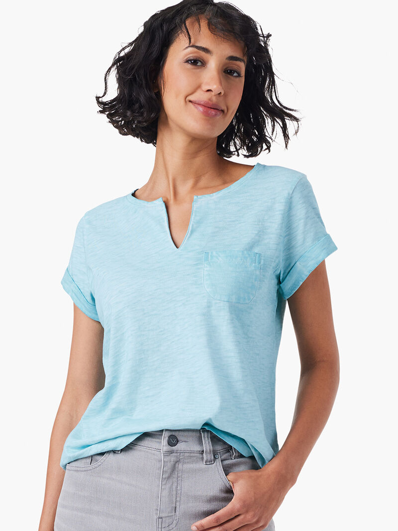 Woman Wears NZT Split Neck Tee image number 0