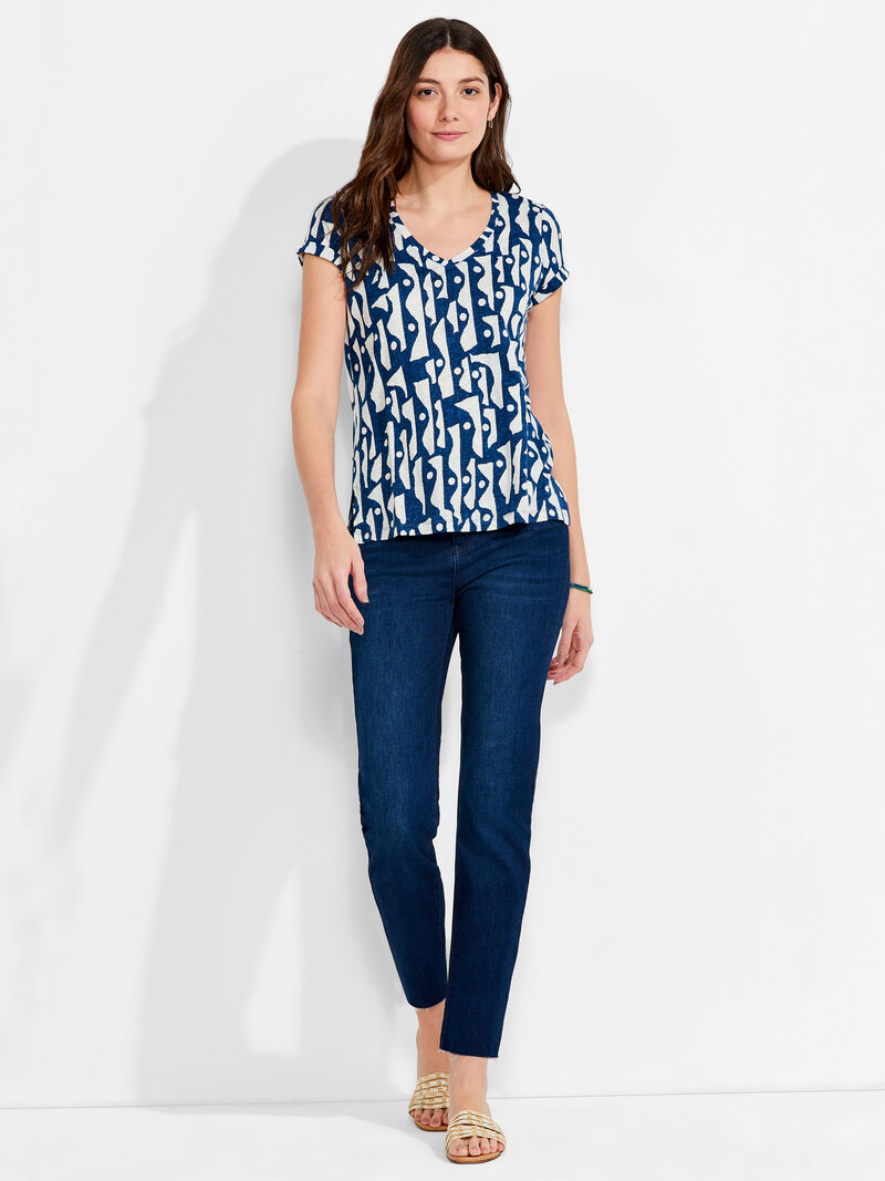 Woman Wears NZT High Seas Short Sleeve V Tee image number 3
