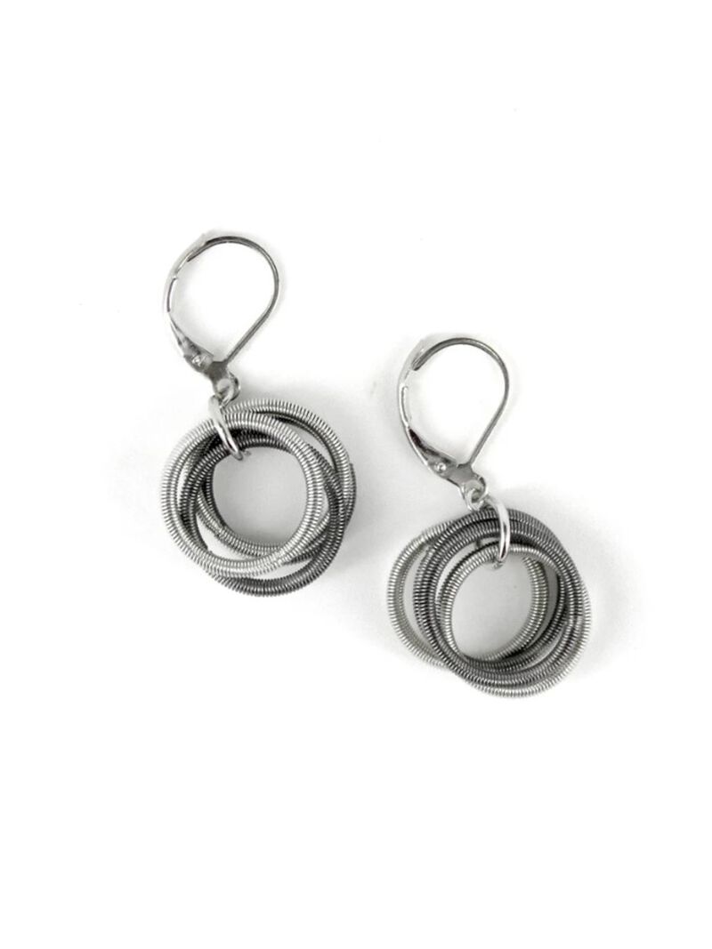 Woman Wears Sea Lily - Silver/Slate Loop Earrings image number 0