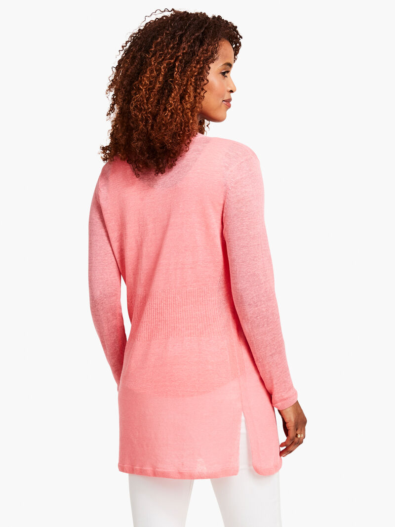Woman Wears Lightweight Long Back of the Chair Cardigan image number 3