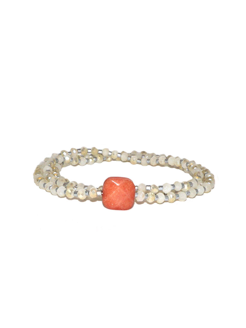 Woman Wears Marlyn Schiff - Stone Charm Beaded Bracelet image number 0