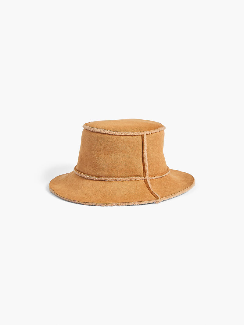 Woman Wears Hat Attack Faux Shearling Reversible Bucket Hat image number 0