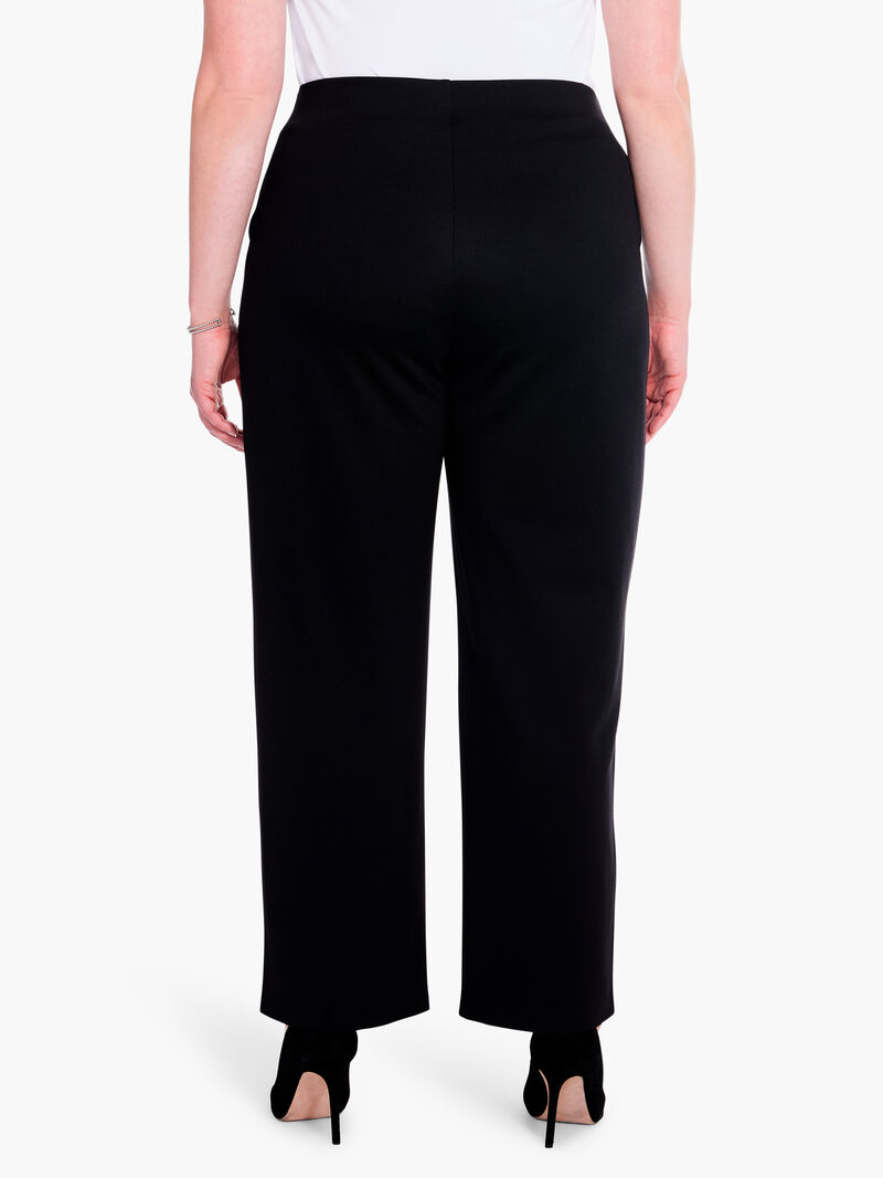 Woman Wears 29" Drapey Ponte Wide Leg Ankle Pant image number 2
