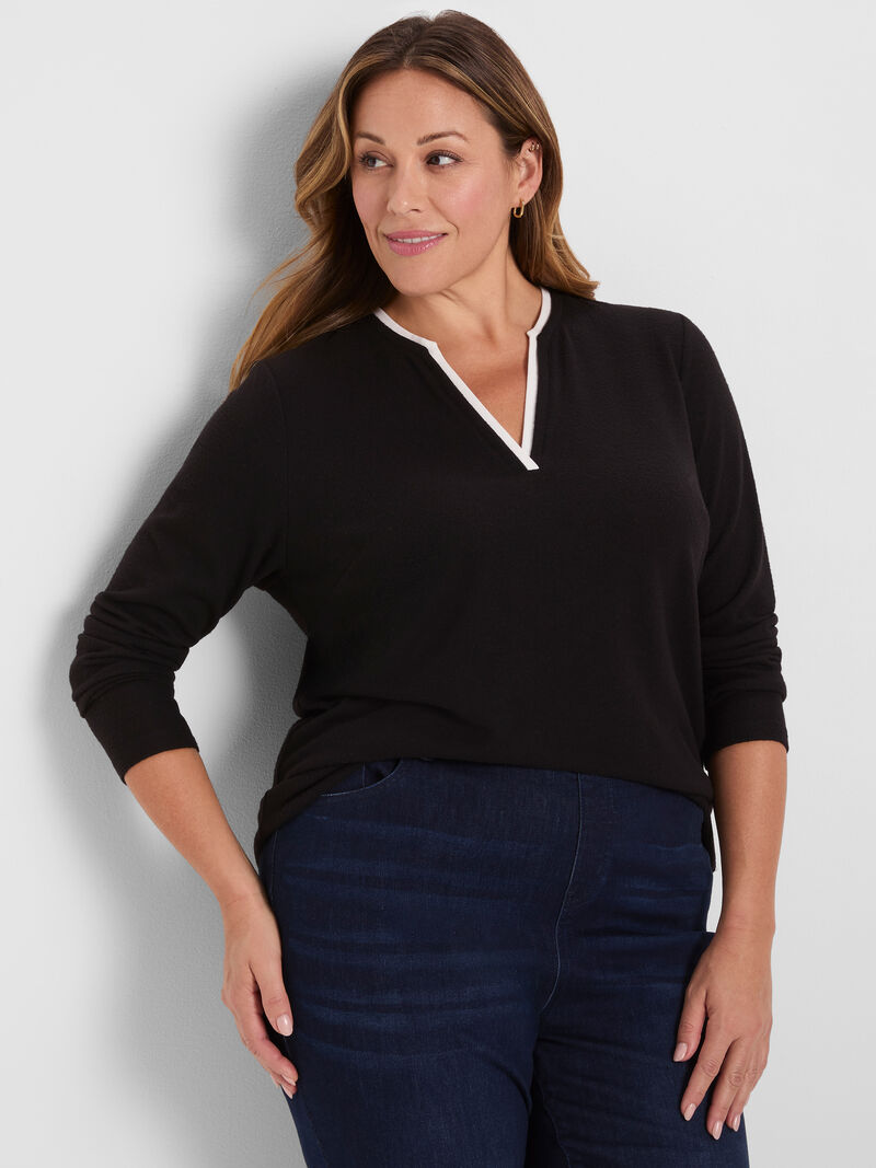 NZT Cozy Jersey Double Layer Split Neck Tee